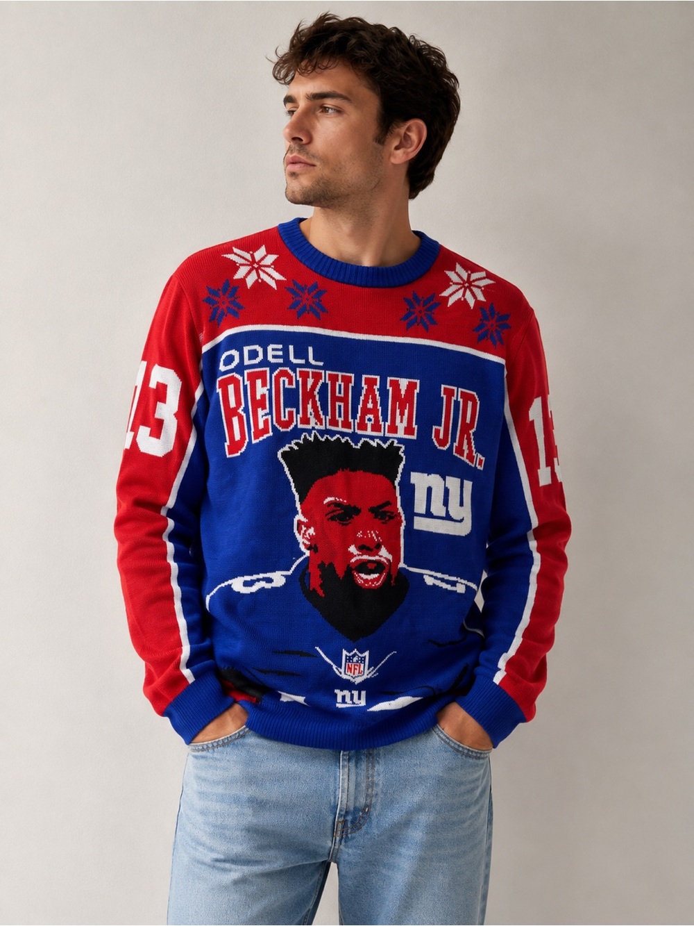 Odell Beckham Jr. #13 Giants Unisex Jersey Ugly Sweater Size M